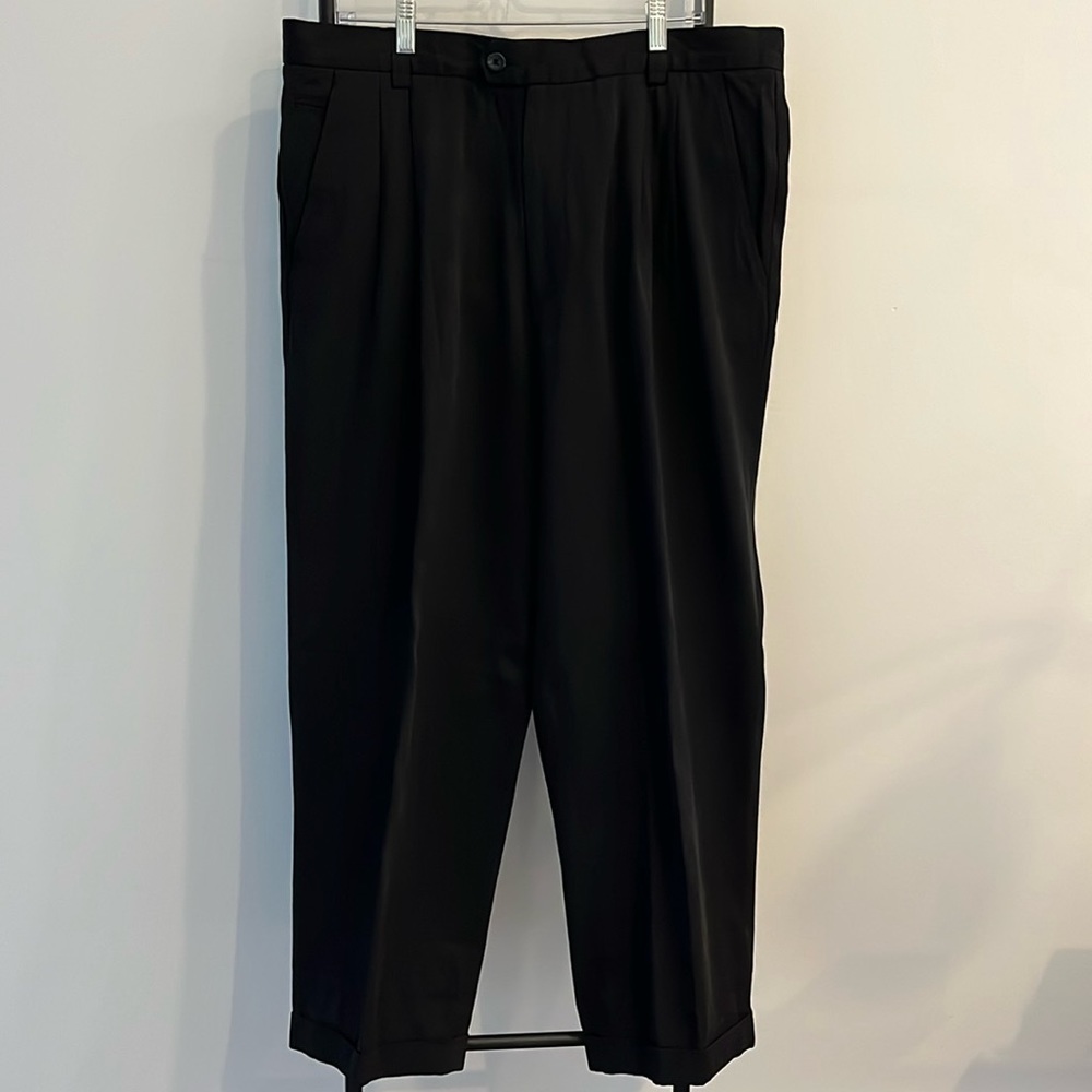 Ermenegildo Zegna Men's Black Rayon Cotton Dress Pants Classic  Size 58